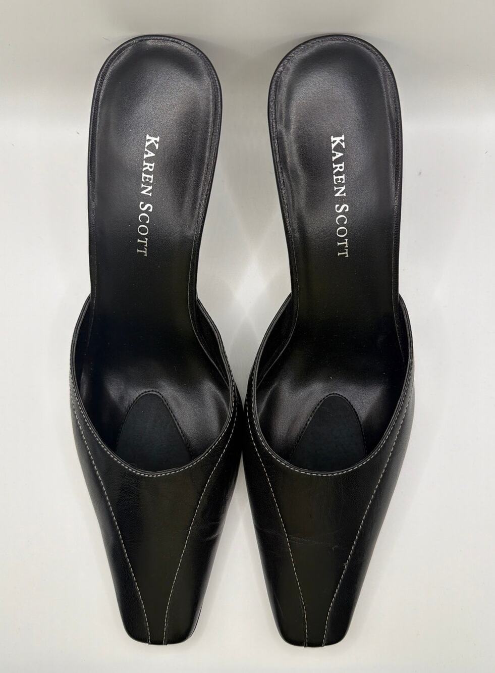 Karen Scott Women Black Leather Slide Mule 7.5 Med NEW